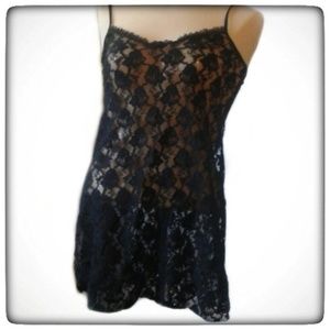 Black Crochet Delicate Lace Sexy Sleepware-S